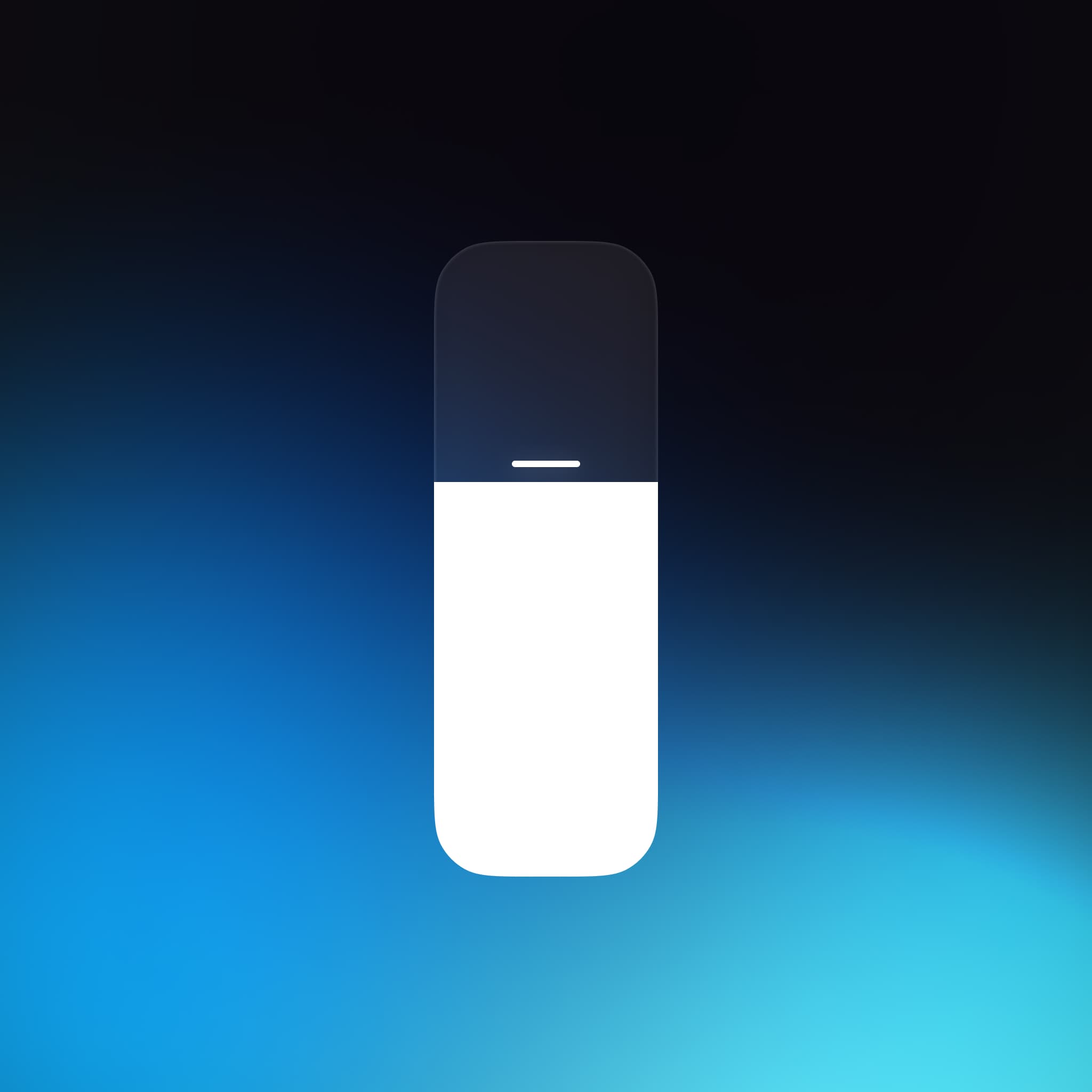 A semi-transparent volume slider component on a blue and black gradient